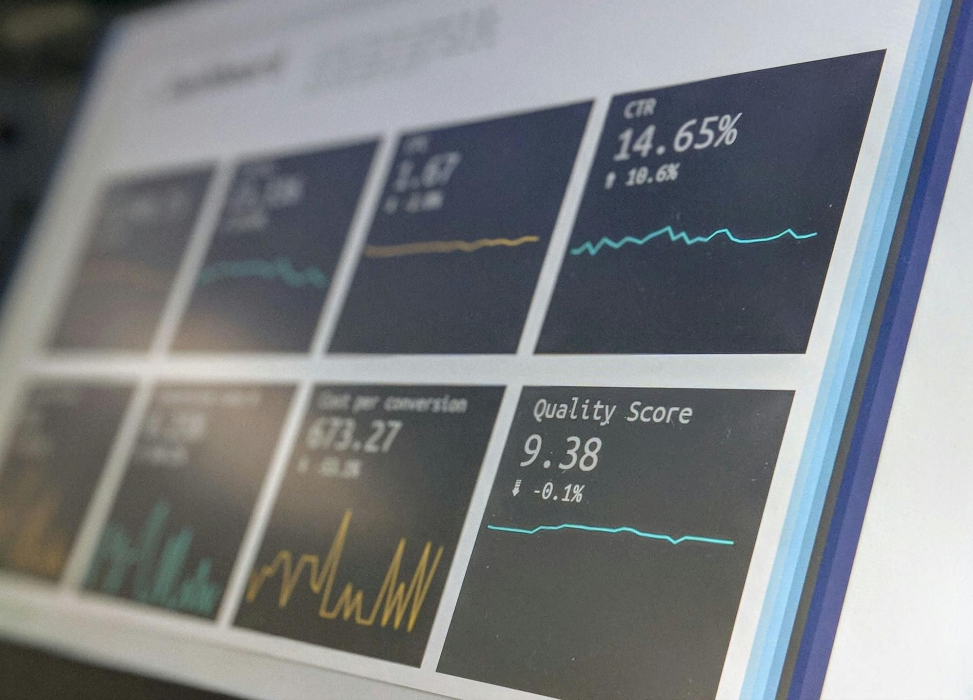 Computer screen showing graphs and charts of strong investment returns.